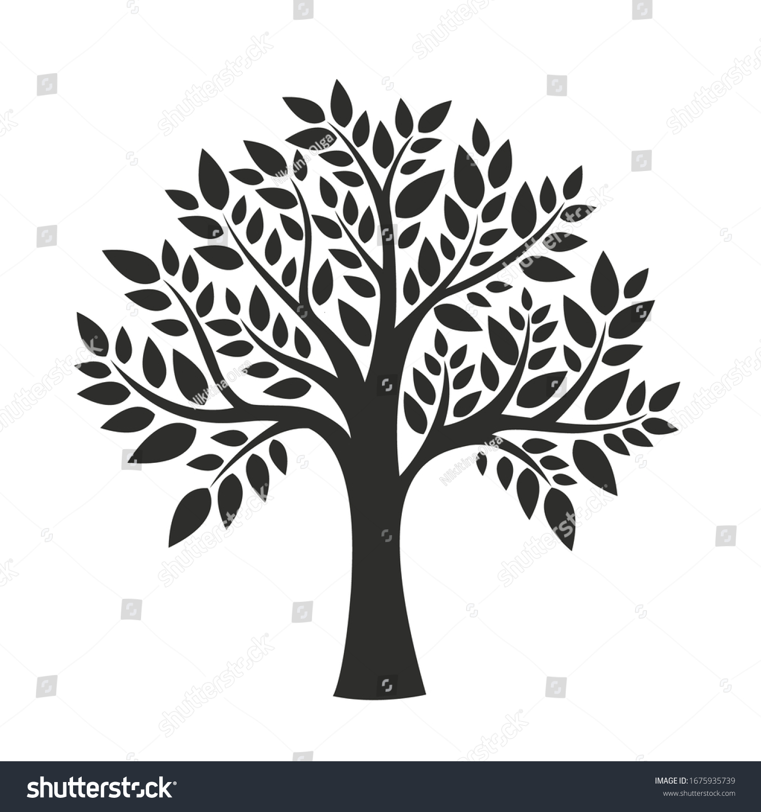 Black Tree Isolated On White Background Stock Vector (Royalty Free ...