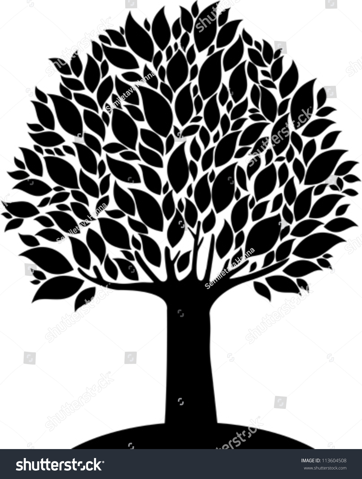 Black Tree Isolated On White Background Stock Vector 113604508