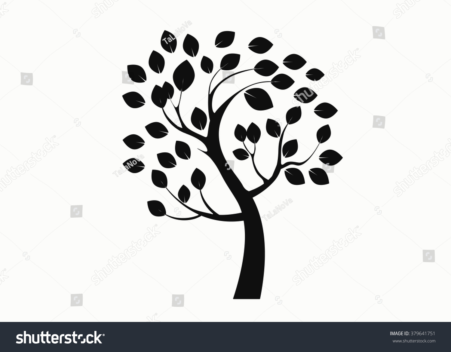 Black Tree Silhouette Isolated On White Background, Vector - 379641751