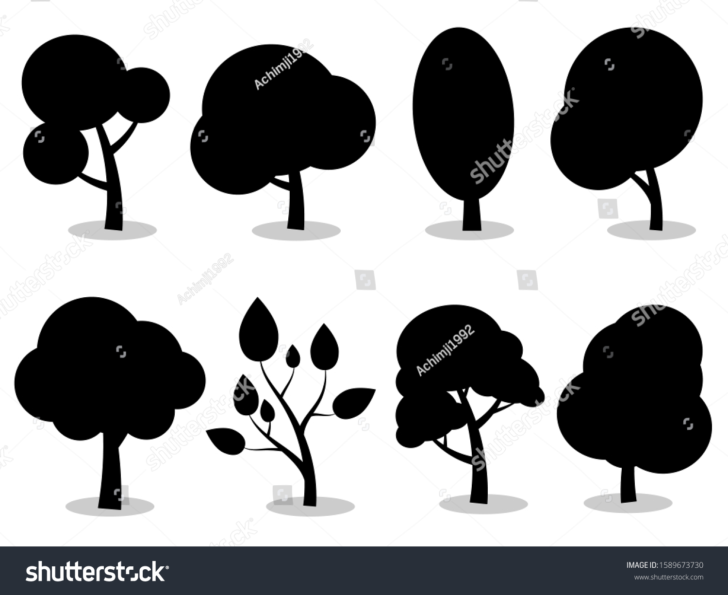 Black Tree Symbol Style White Background Stock Vector (Royalty Free ...