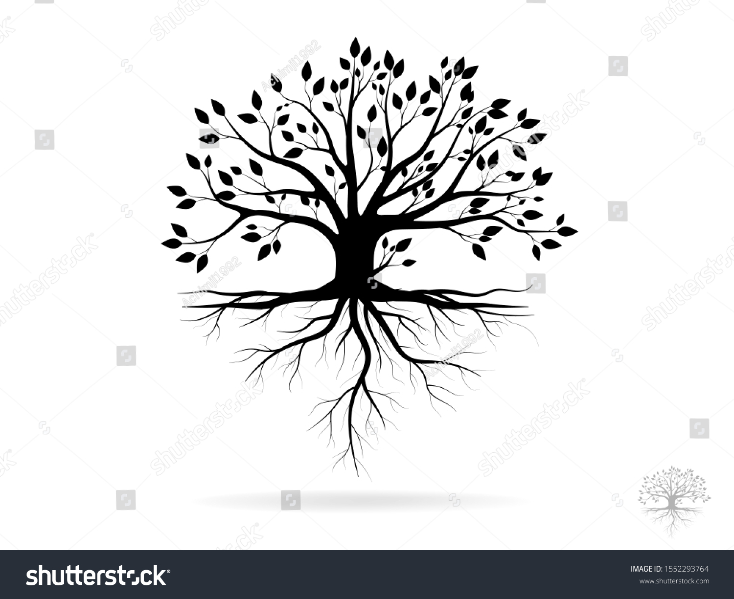 Black Trees Root Leaves Look Beautiful Stock Vector (Royalty Free ...