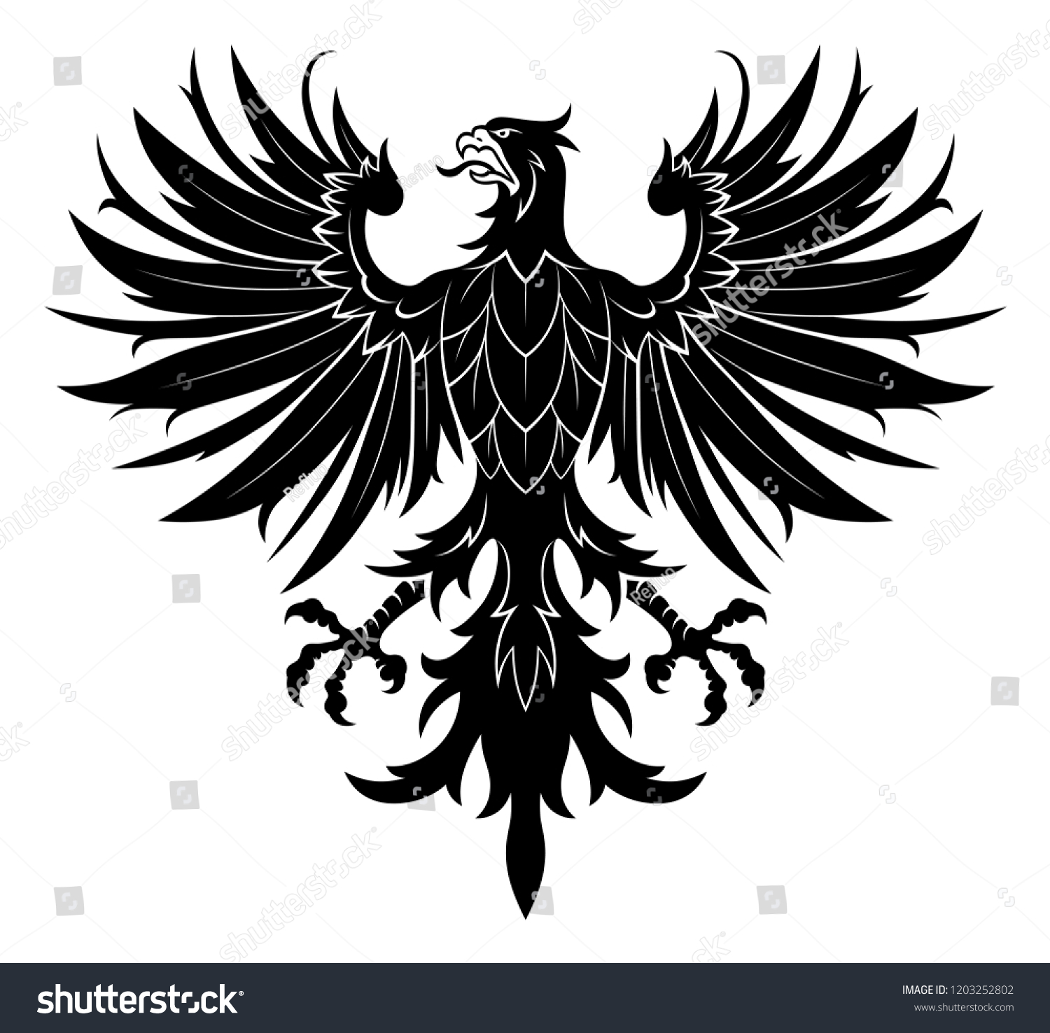 Black Vector Heraldic Eagle On White Stock Vector (Royalty Free) 1203252802