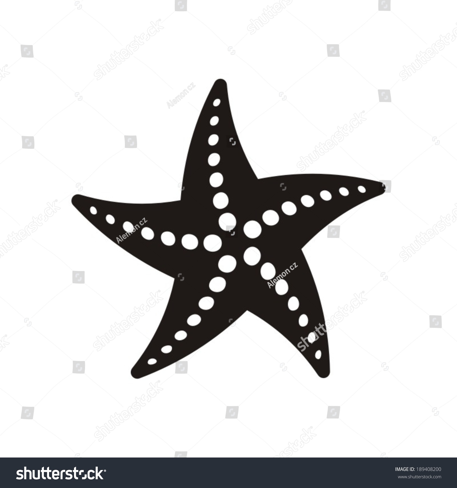 Black Vector Starfish Icon Isolated On Stock Vector 189408200 ...