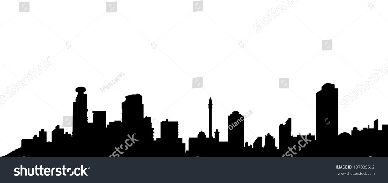 Black Vector Tel Aviv Silhouette Skyline. - 137035592 : Shutterstock