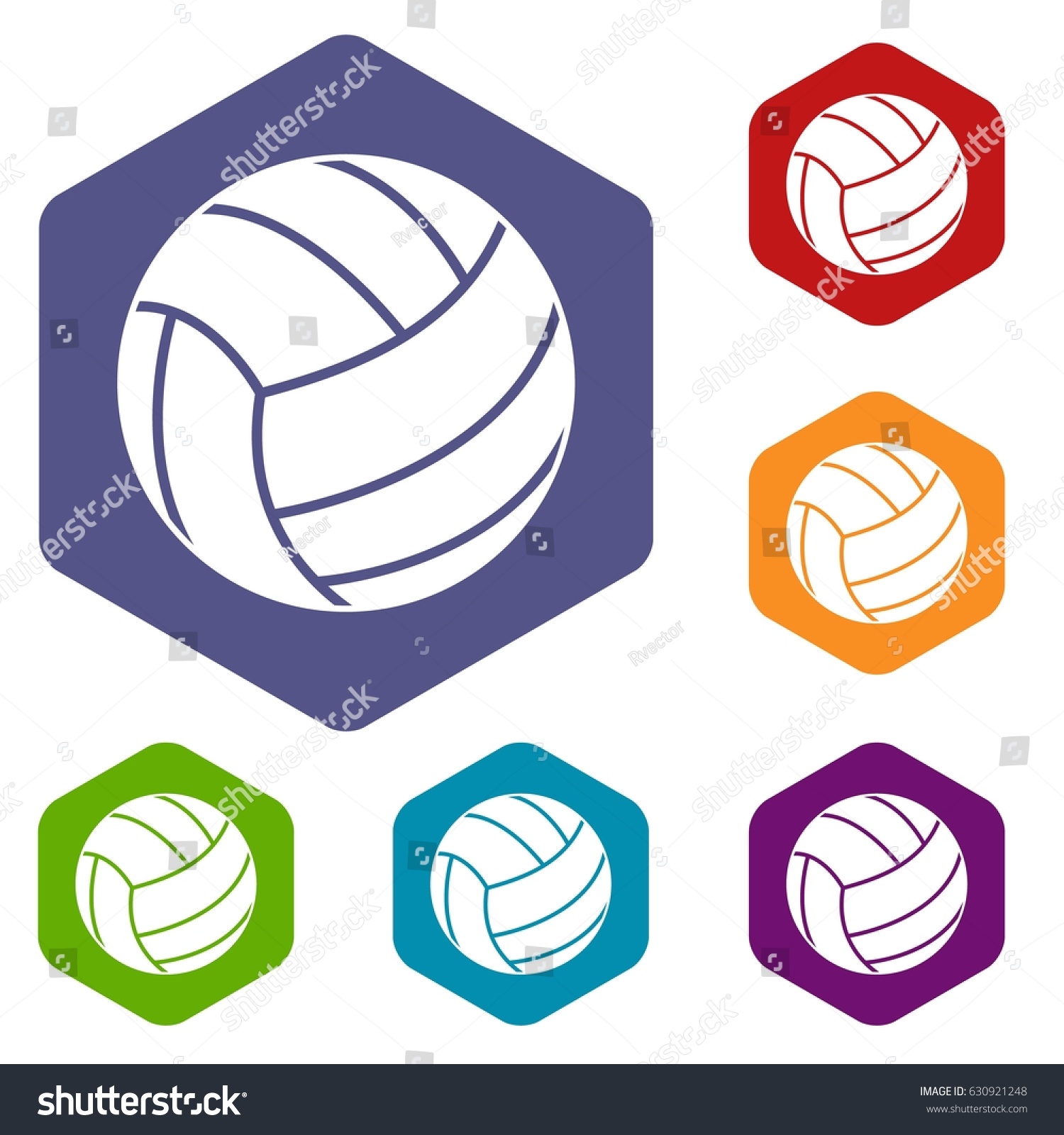 Black Volleyball Ball Icons Set Hexagon Stock Vector (Royalty Free ...