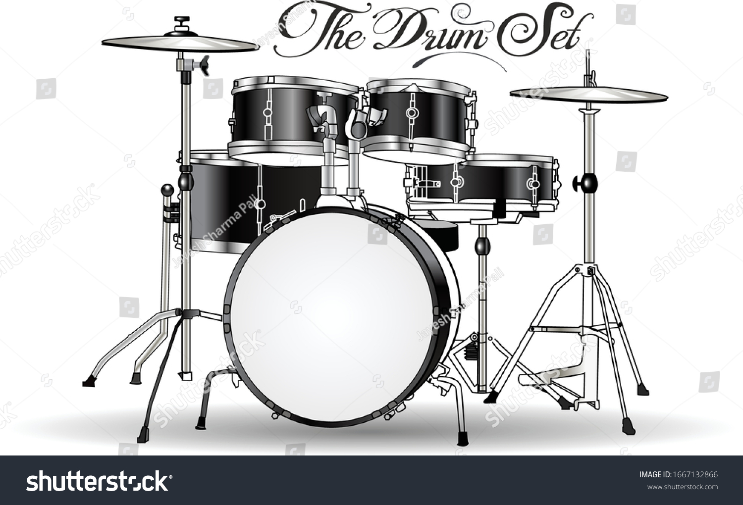 Black White Artistic Drum Kit On Stock Vector Royalty Free 1667132866