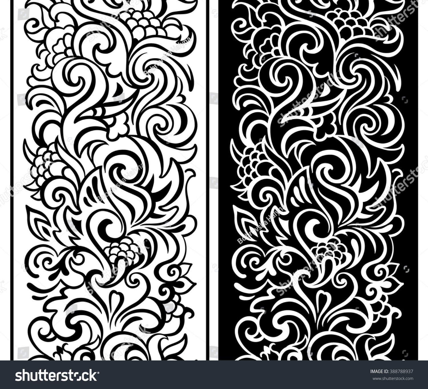 Blackwhite Seamless Border Wide Vertical Pattern Stock Vector (Royalty ...