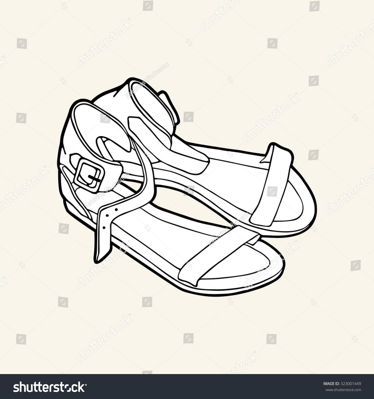 Black White Womens Sandals Stock Vector 323001449 - Shutterstock