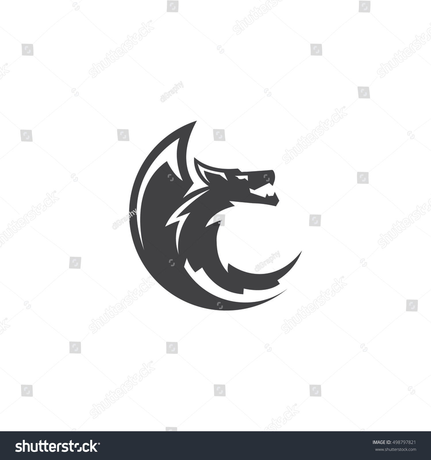 Black Wild Dragon Logo Stock Vector 498797821 : Shutterstock