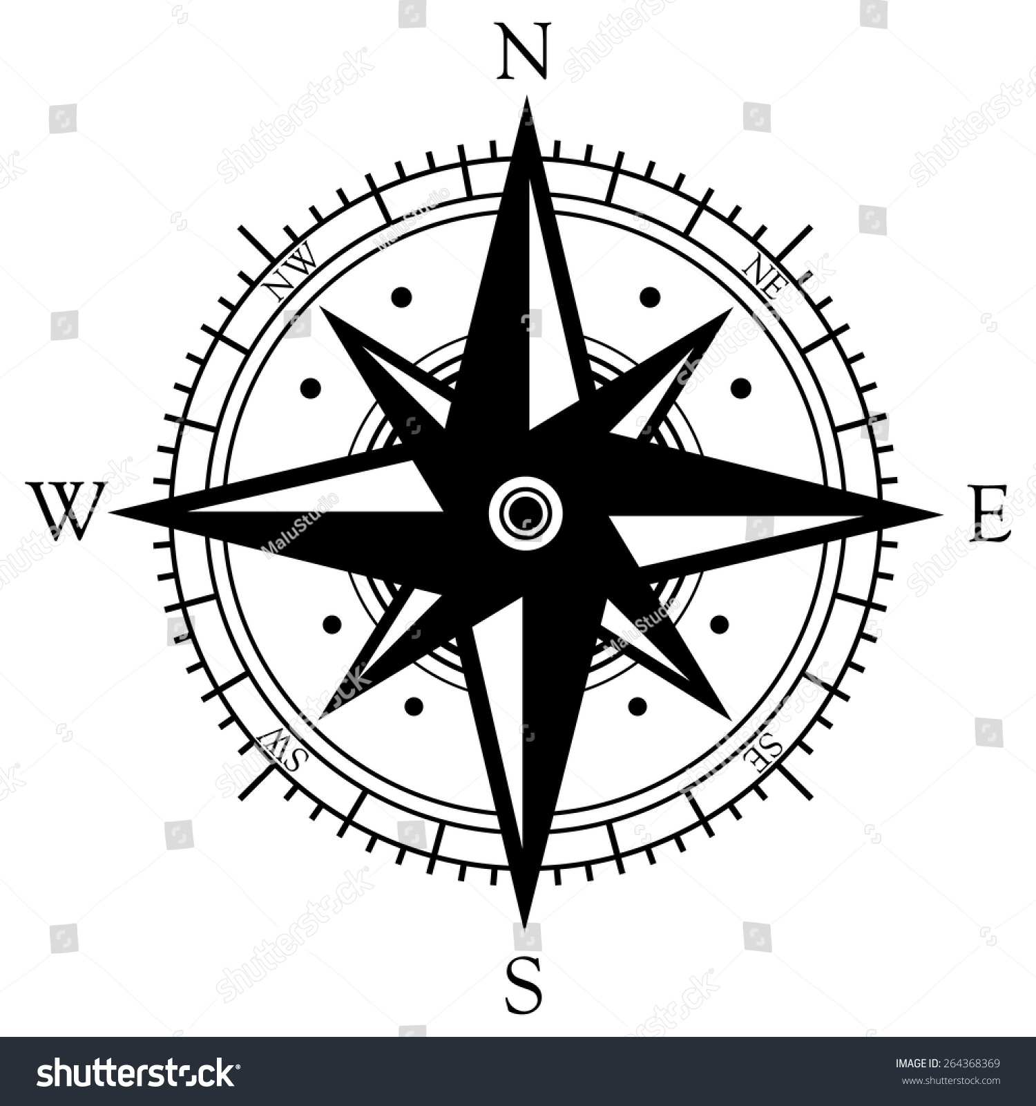 Black Wind Rose Symbol Stock Vector Royalty Free 264368369 Shutterstock