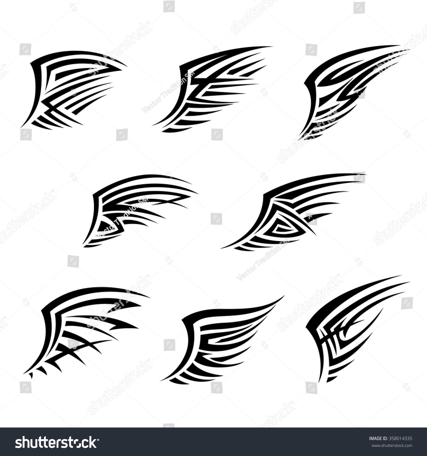 black wings tribal tattoo style abstract stock vector 358014335 black wings tribal tattoo style abstract stock vector 358014335