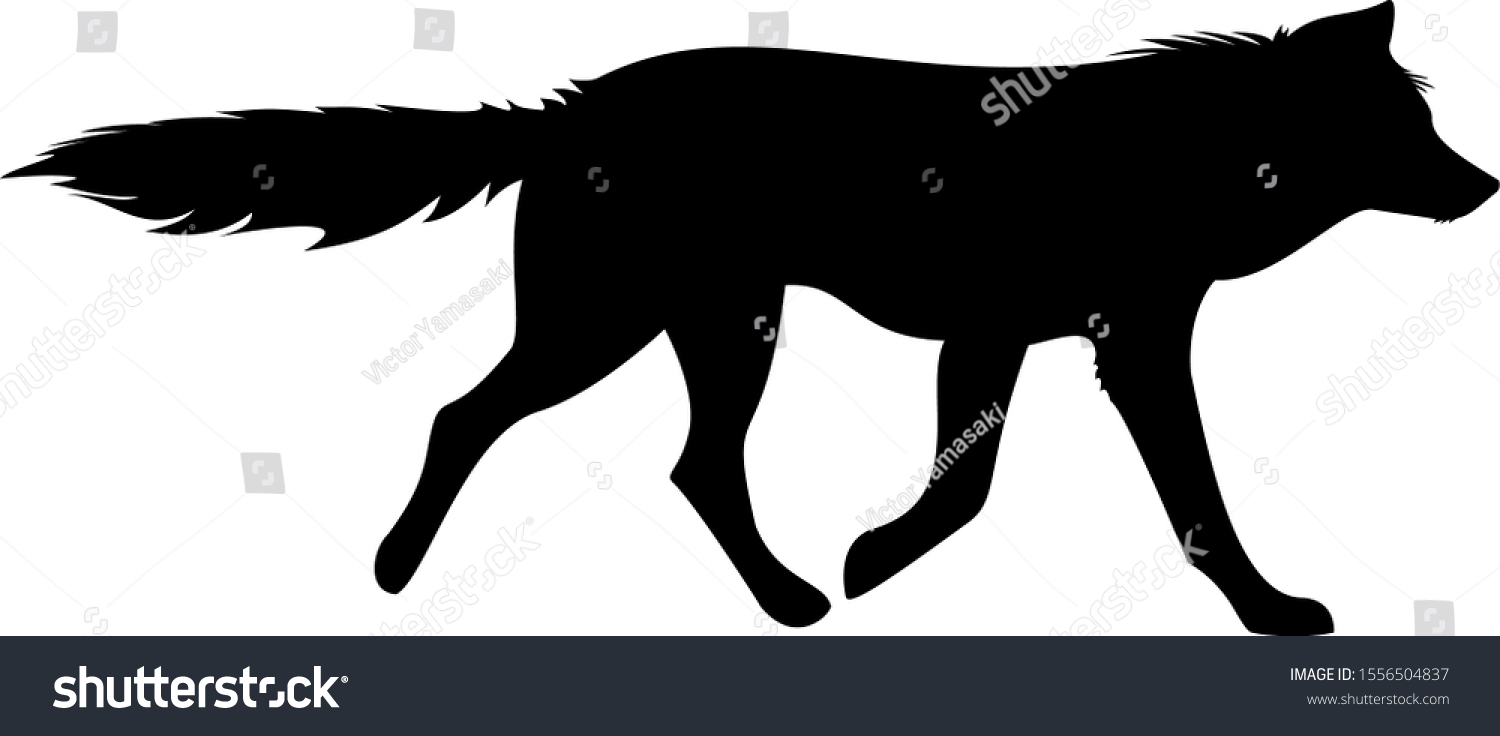 SVG of Black Wolf Walking to the Right svg