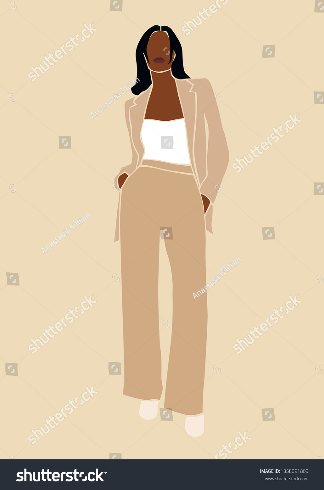 SVG of Black woman portrait. Abstract afro woman lady boss illustration.	 svg
