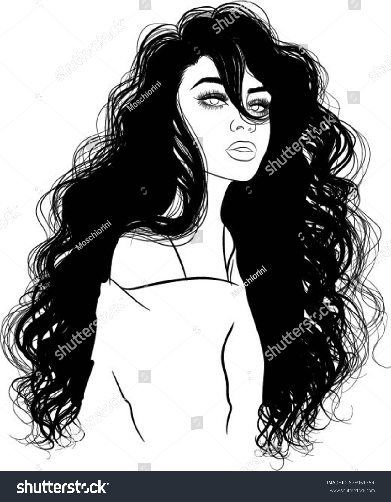 Black Woman Curly Hair Stock Vector Royalty Free 678961354 Shutterstock