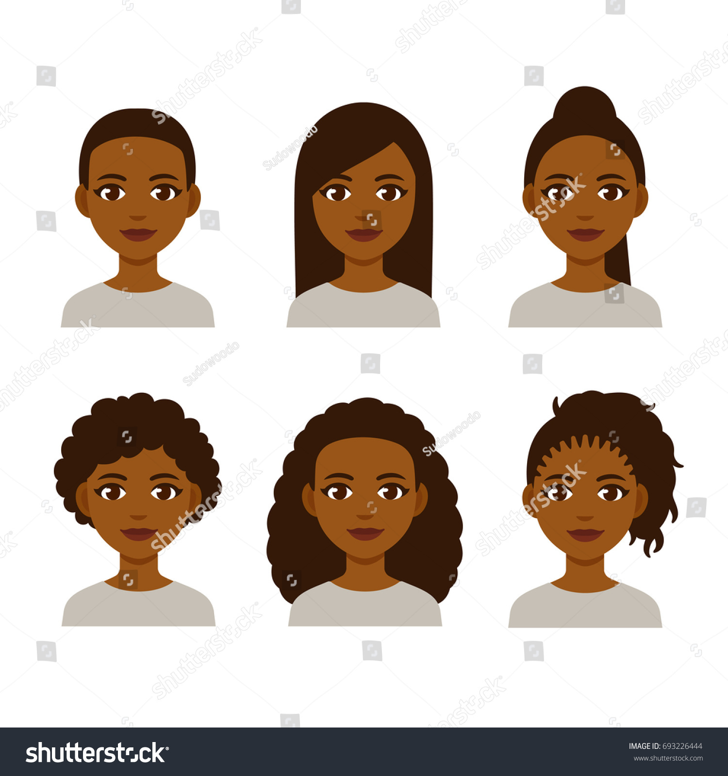 Black Women Faces Different Hair Styles Stock Vector 693226444 ...