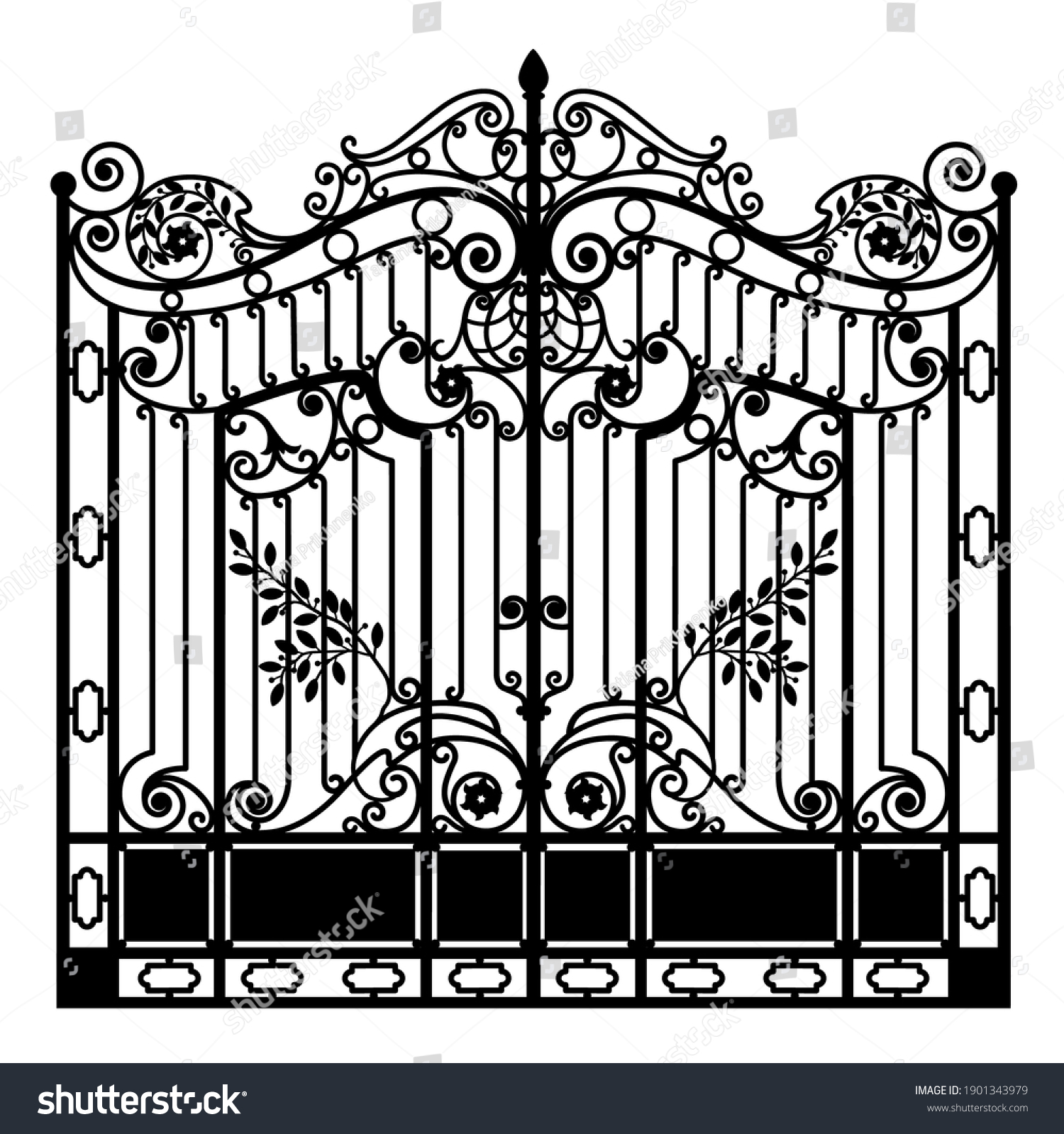 Black Wrought Iron Gate Ornaments On Stock Vector (Royalty Free) 1901343979