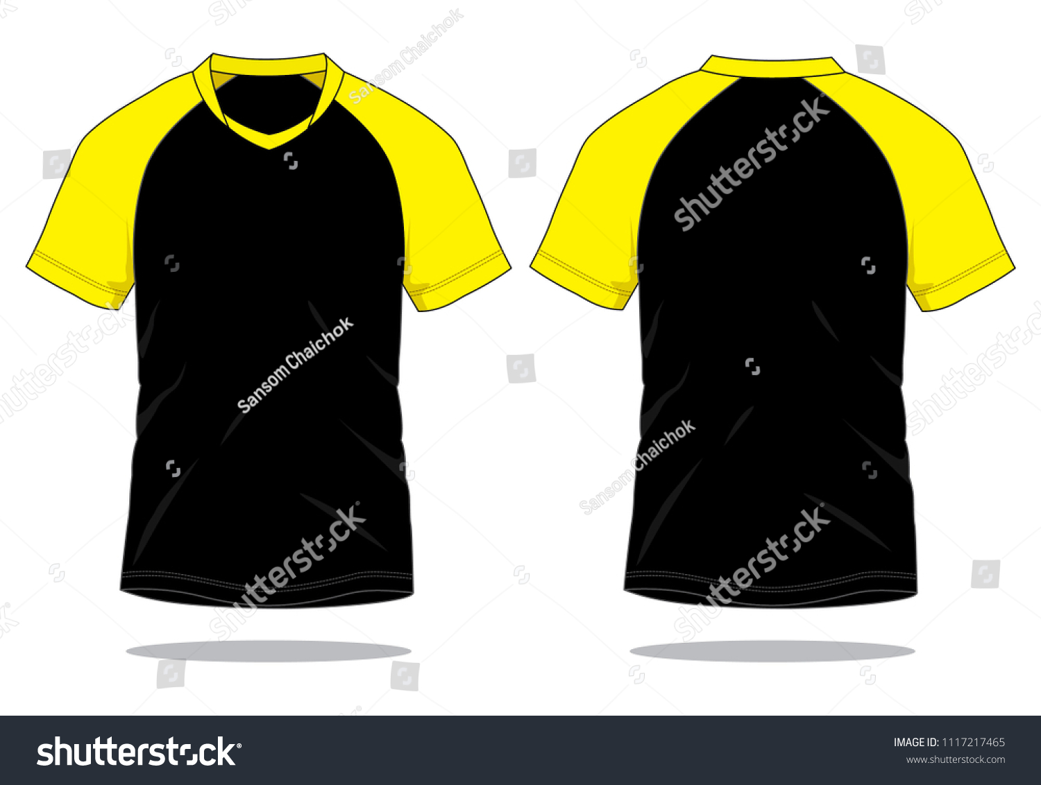 Blackyellow Raglan Soccer Jersey Shirt Design Stock Vector (Royalty ...