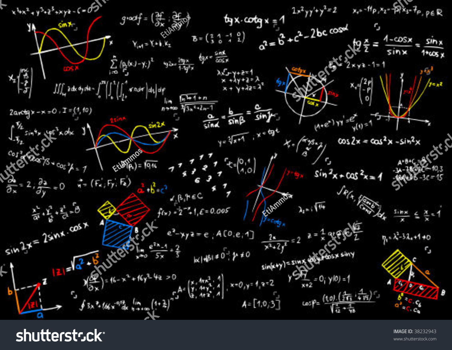 Blackboard Colored Mathematics Sketches Formula Vector Stock Vector ...