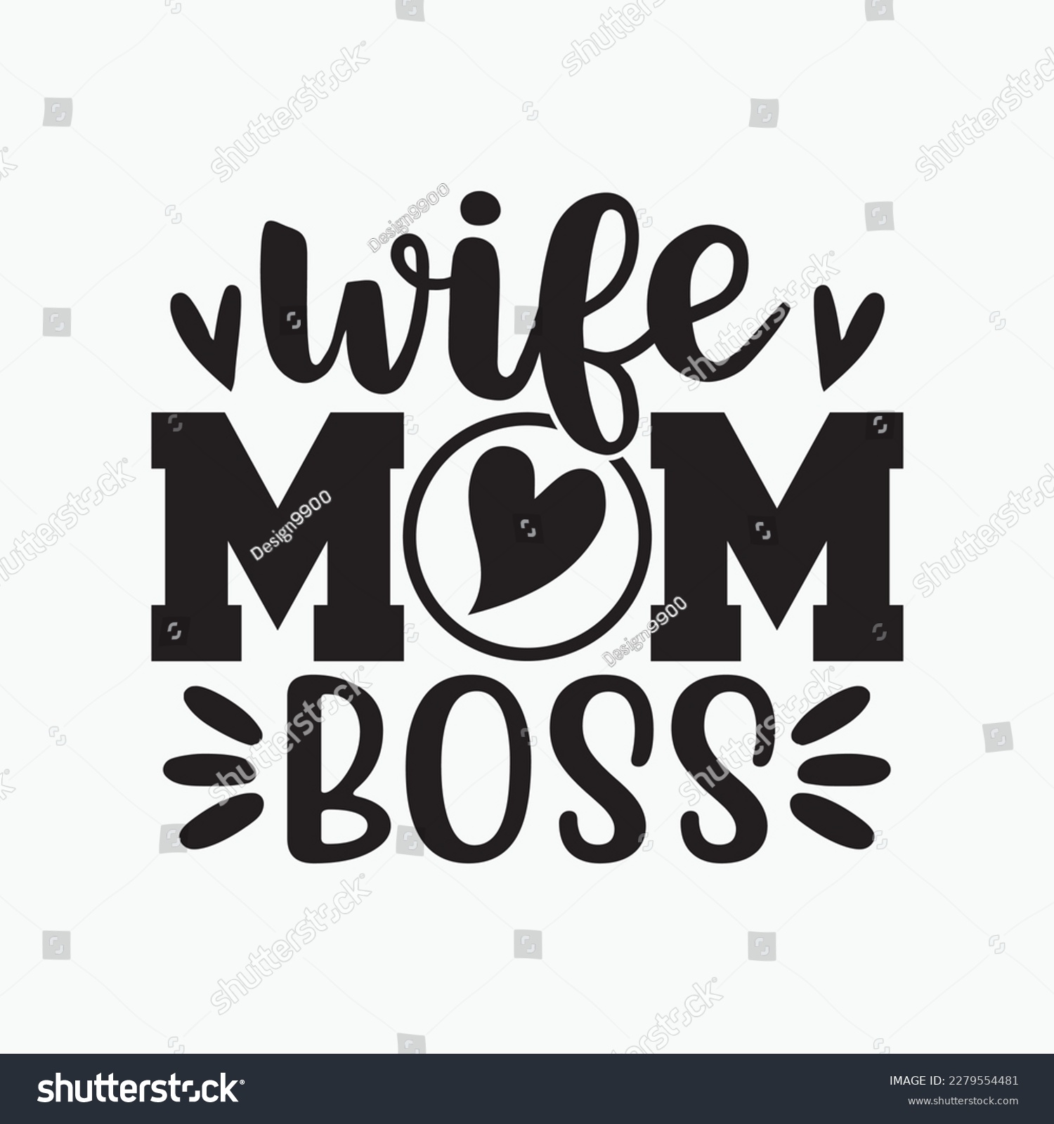 SVG of BLACKOO Women Wife Mom Boss Graphic Funny svg