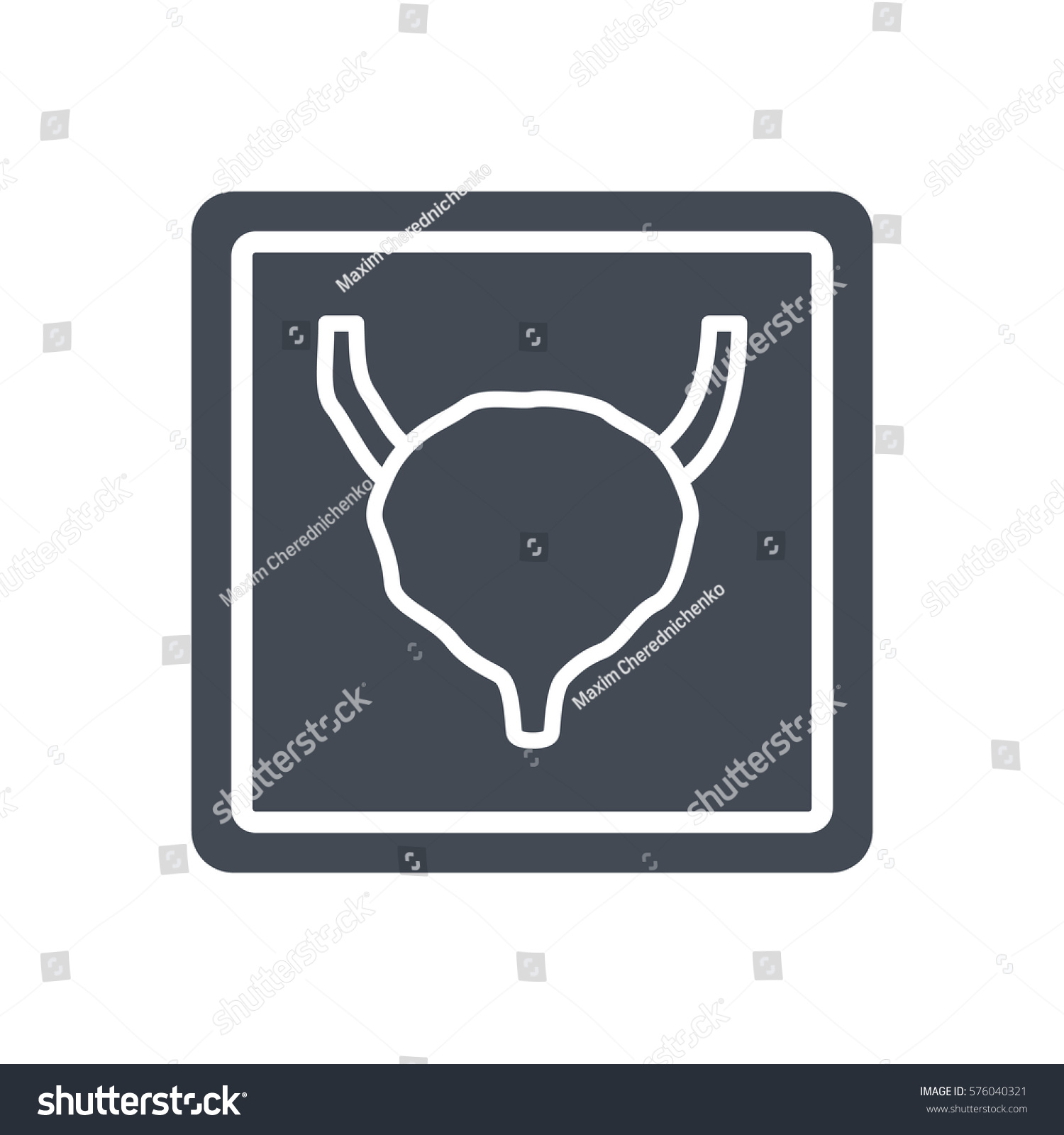 bladder icon in dark square frame clip art preview