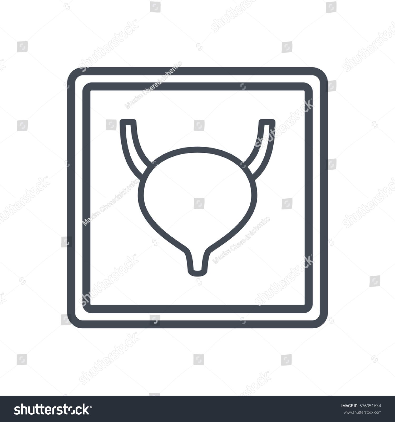 bladder icon inside frame, outline style clip art preview