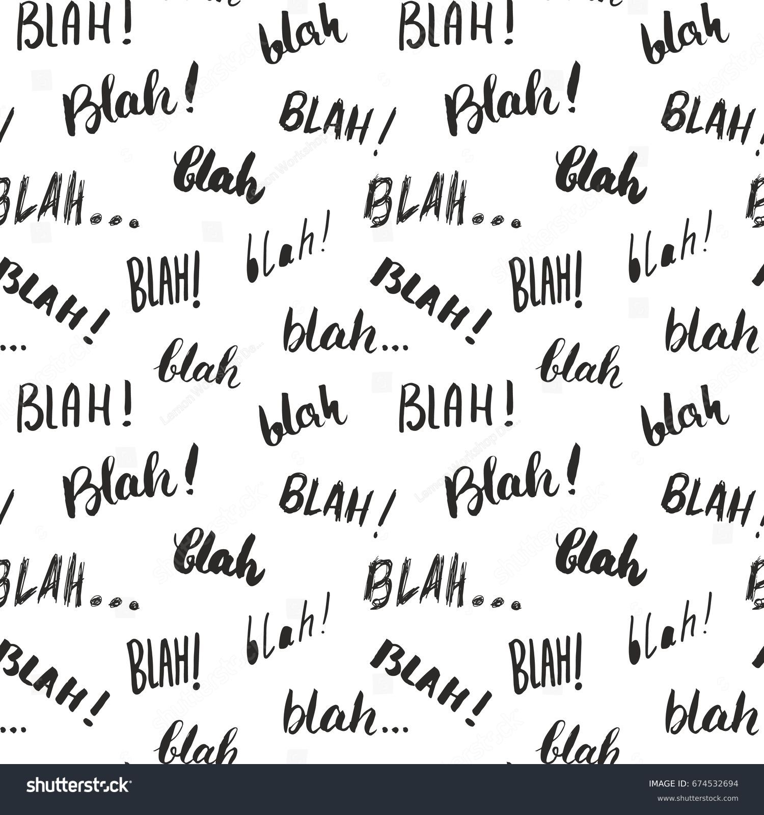 Blah Blah Words Hand Written Seamless Stock Vector 674532694 - Shutterstock