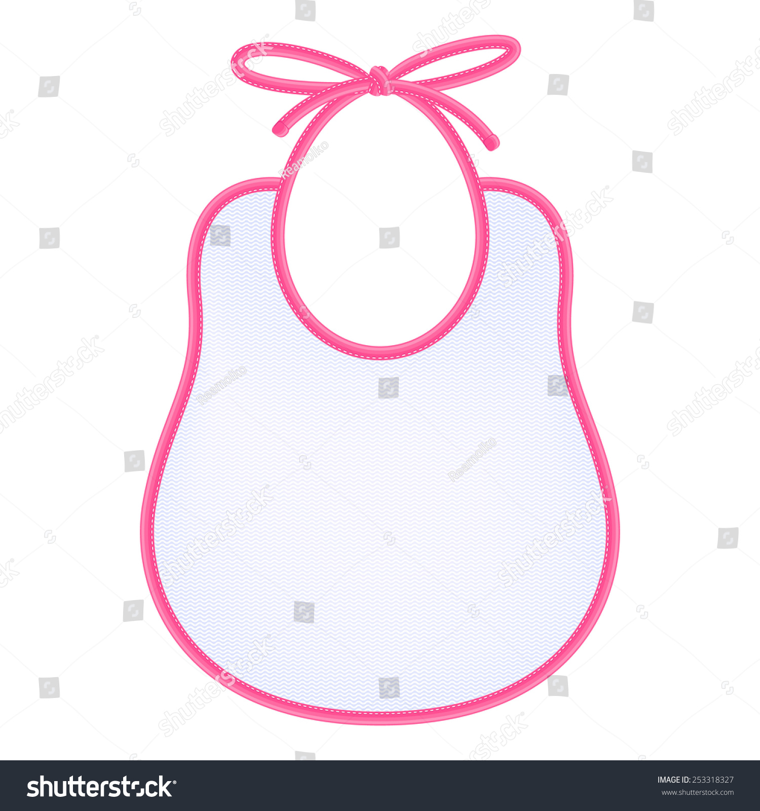 SVG of Blank baby bib with pink edging. Newborn clothes. svg