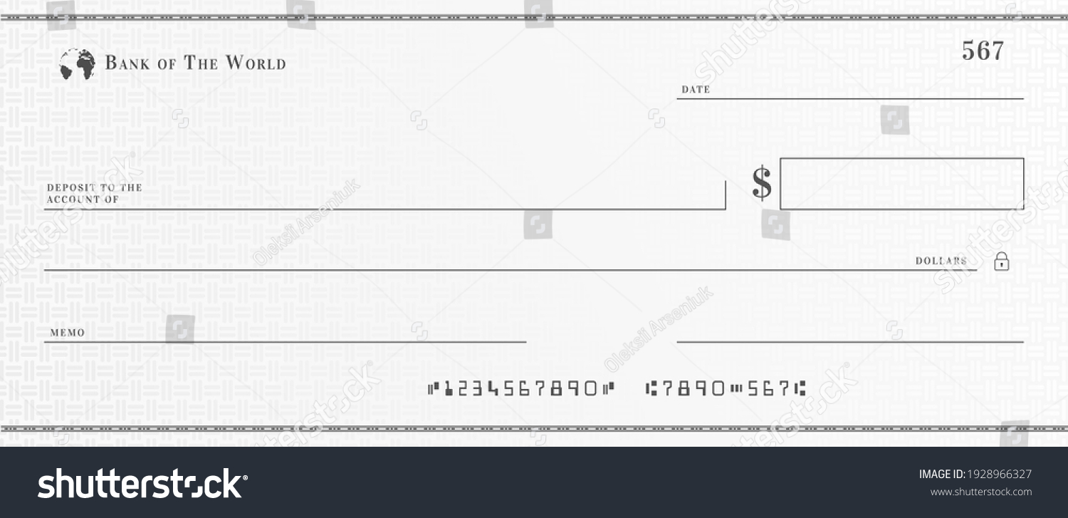 Blank Bank Cheque Template Check Checkbook Stock Vector (Royalty Free ...