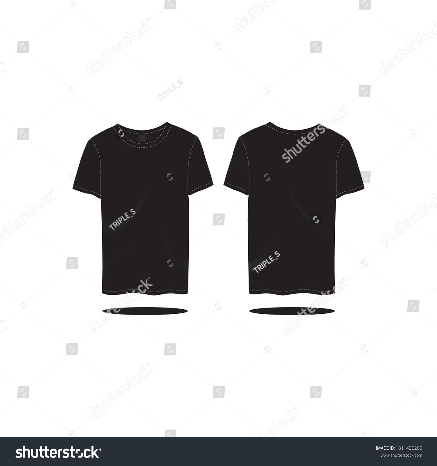 Blank Black Tshirt Vector Template Front Stock Vector (Royalty Free ...