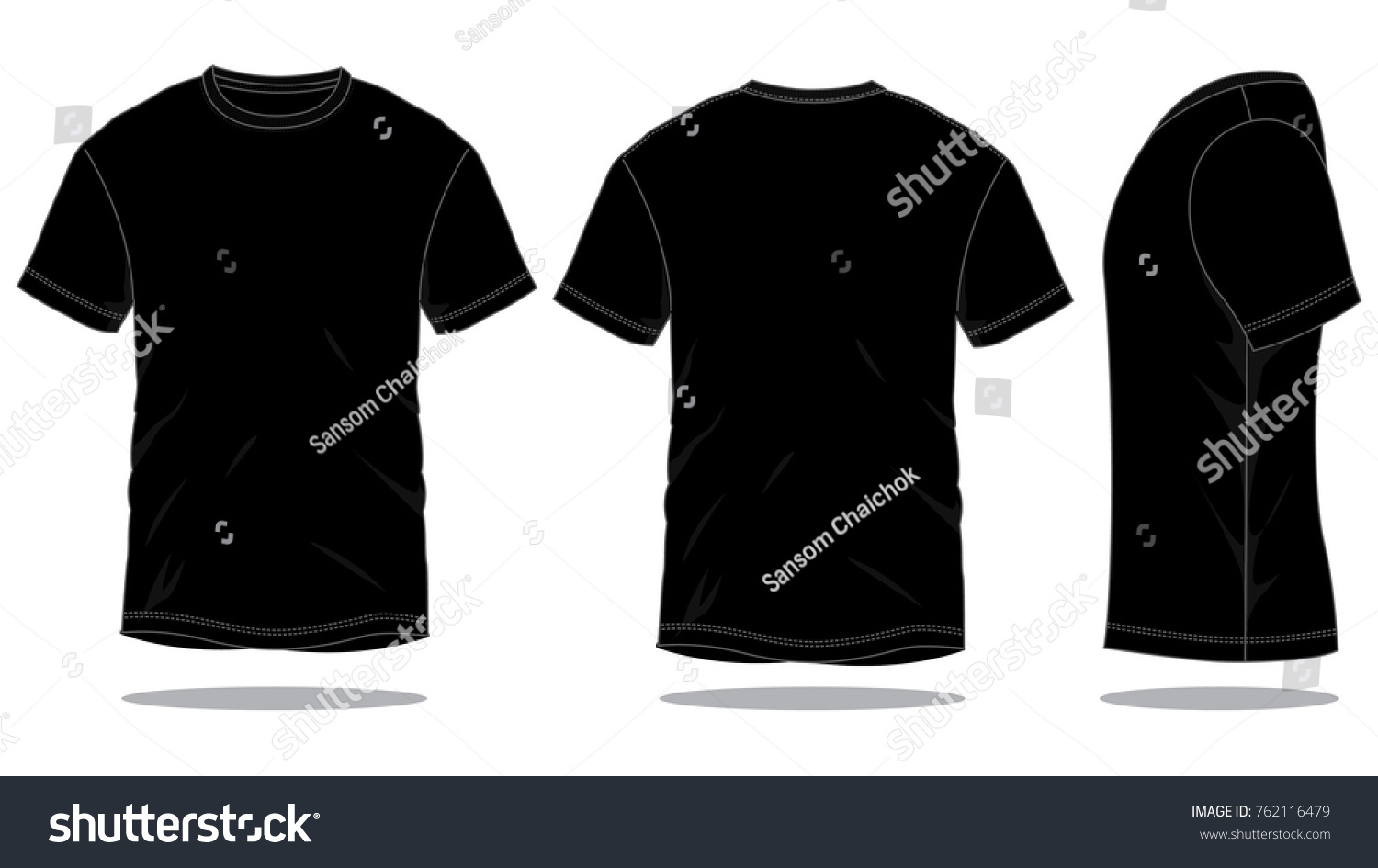 Blank Black Tshirt Vector Templatefront Back Stock Vector (Royalty Free ...