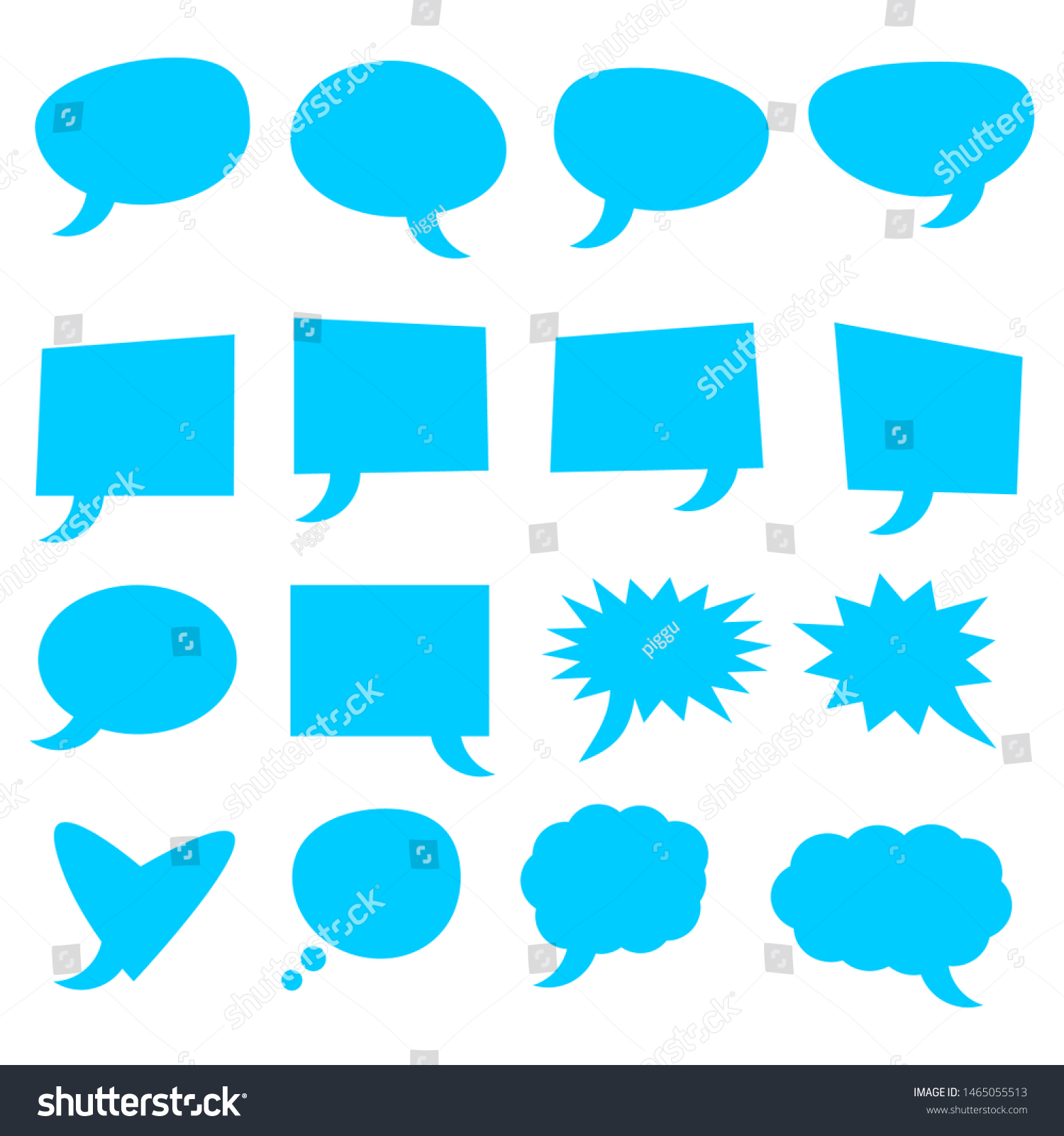 Blank Blue Cartoon Speech Bubbles Set Stock Vector (Royalty Free ...