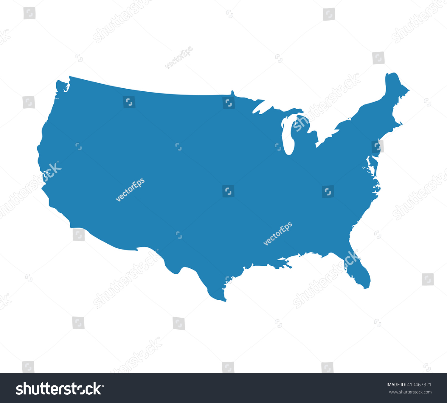 stock vector blank blue unites state map vector us of america map icon usa country isolated on white 410467321