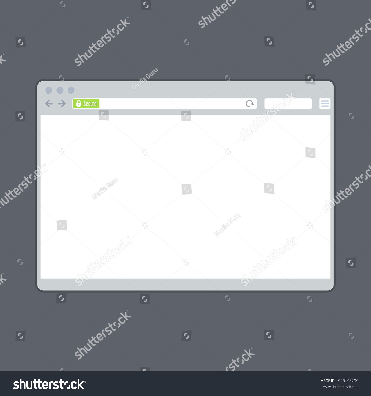 SVG of Blank browser window template with ssl green bar, vector svg