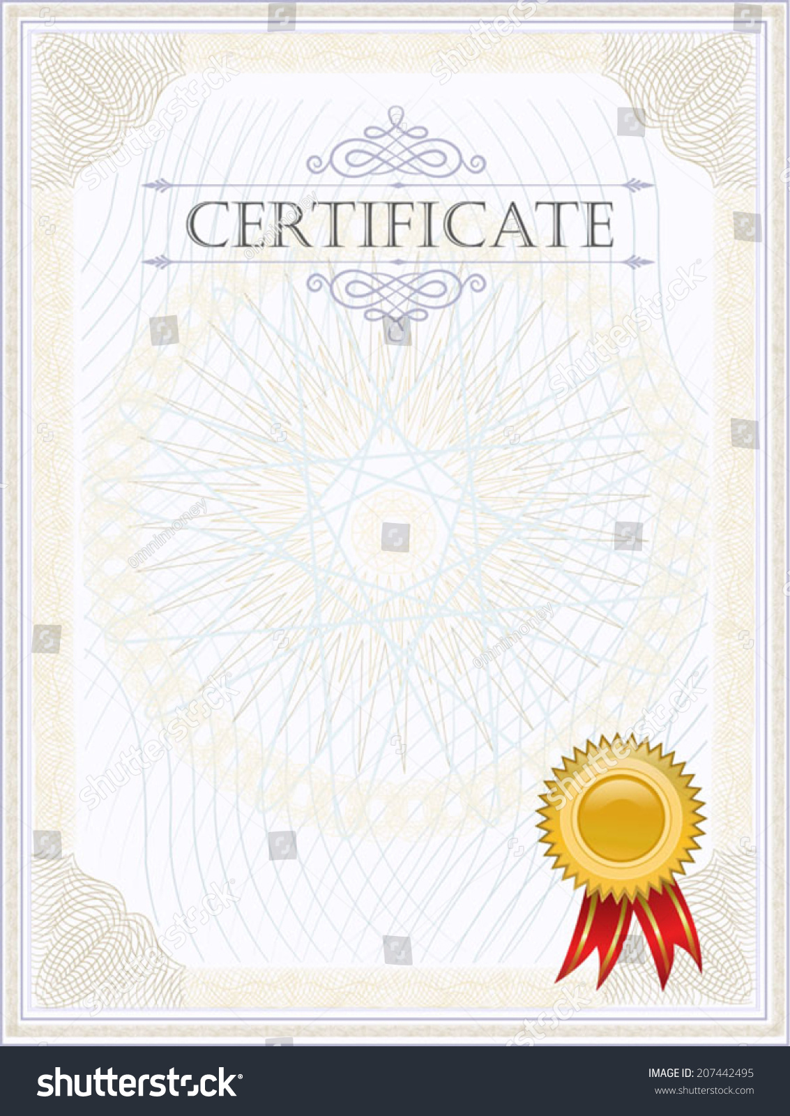 Blank Certificate Template Stock Vector (Royalty Free) 207442495