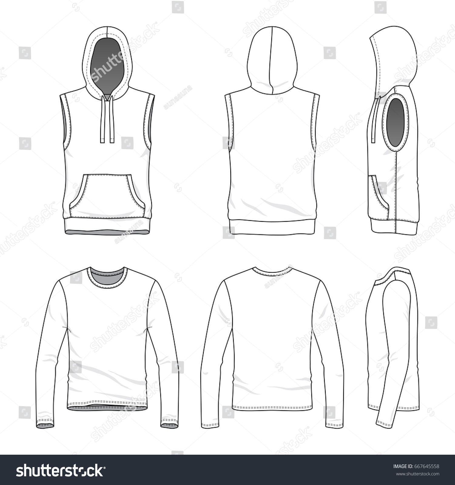 Blank Clothing Templates Vector Illustration Sleeveless Stock Vector ...