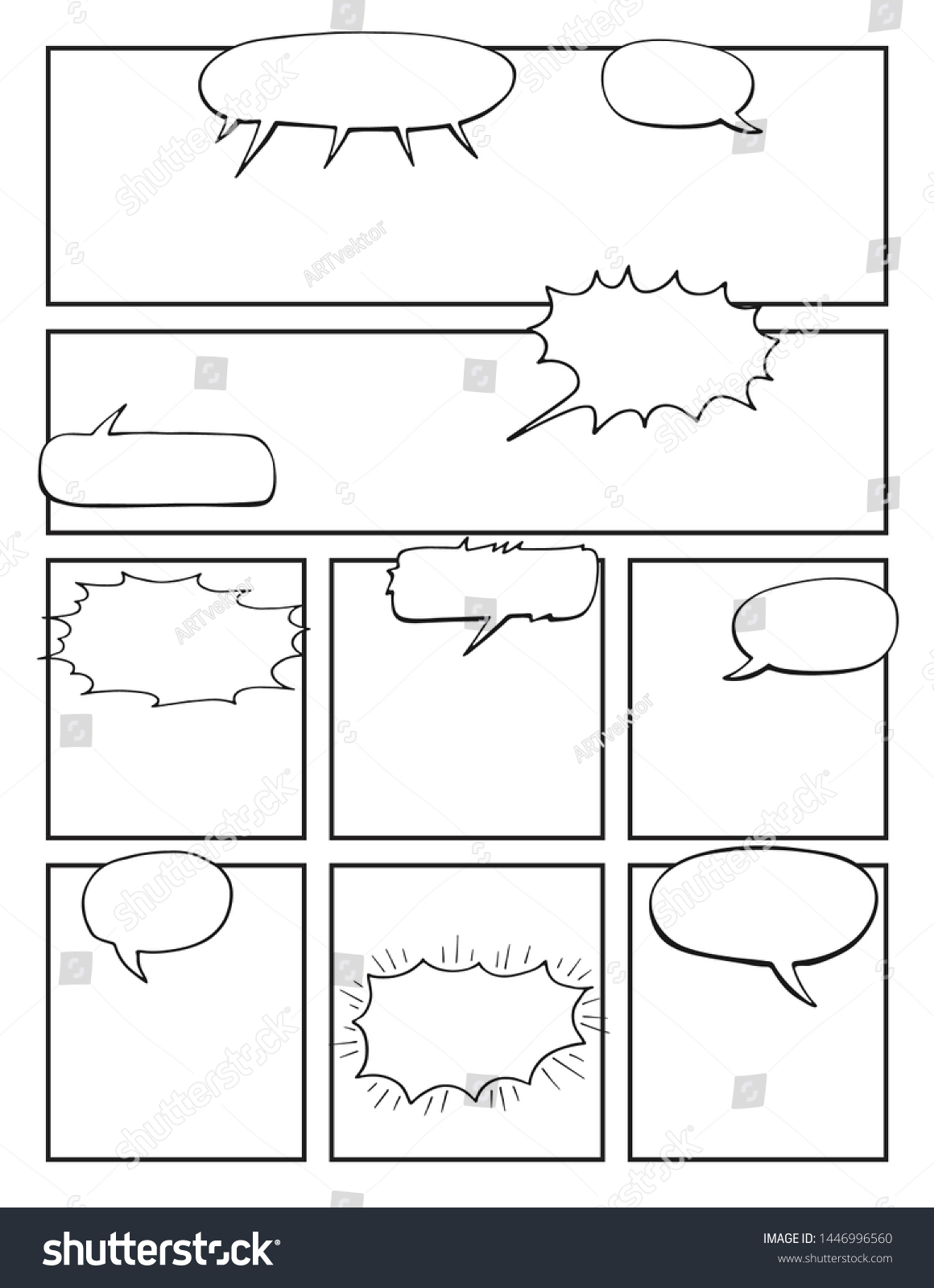 Blank Comic Book Page Template Create Stock Vector (Royalty Free ...