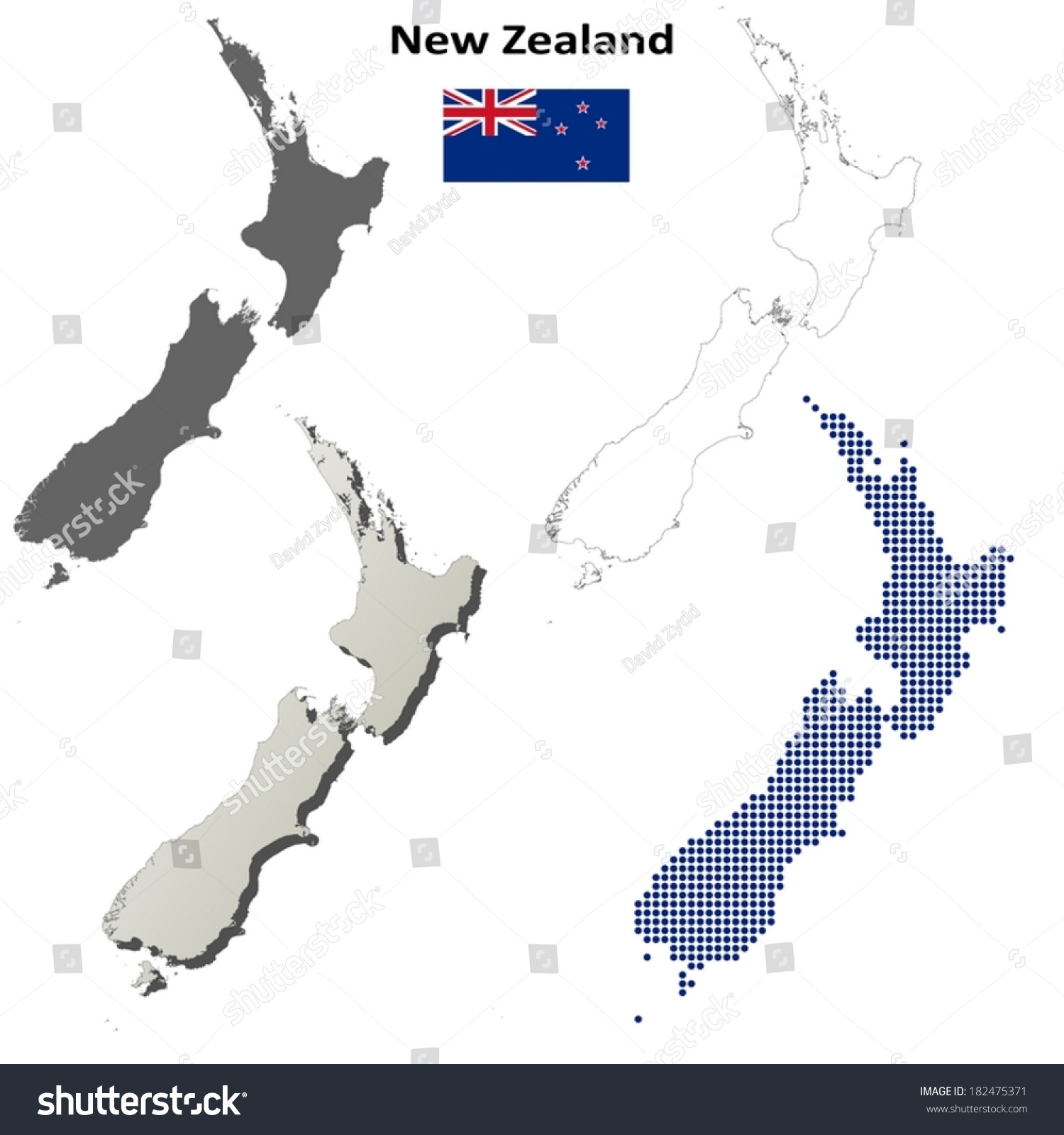 Blank Contour Maps New Zealand Vector Vetor Stock Livre De Direitos Stock Vector Blank Contour Maps Of New Zealand Vector Version 182475371