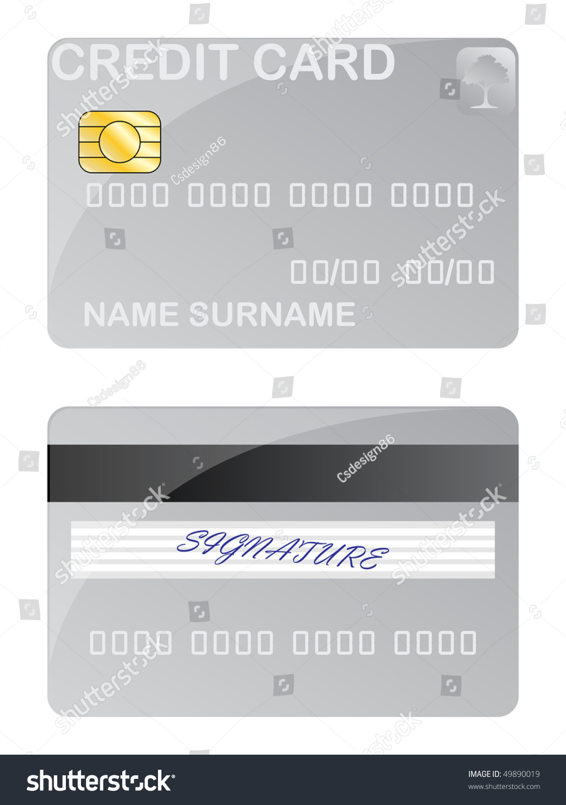 Blank Credit Card Stock Vector Illustration 49890019 : Shutterstock