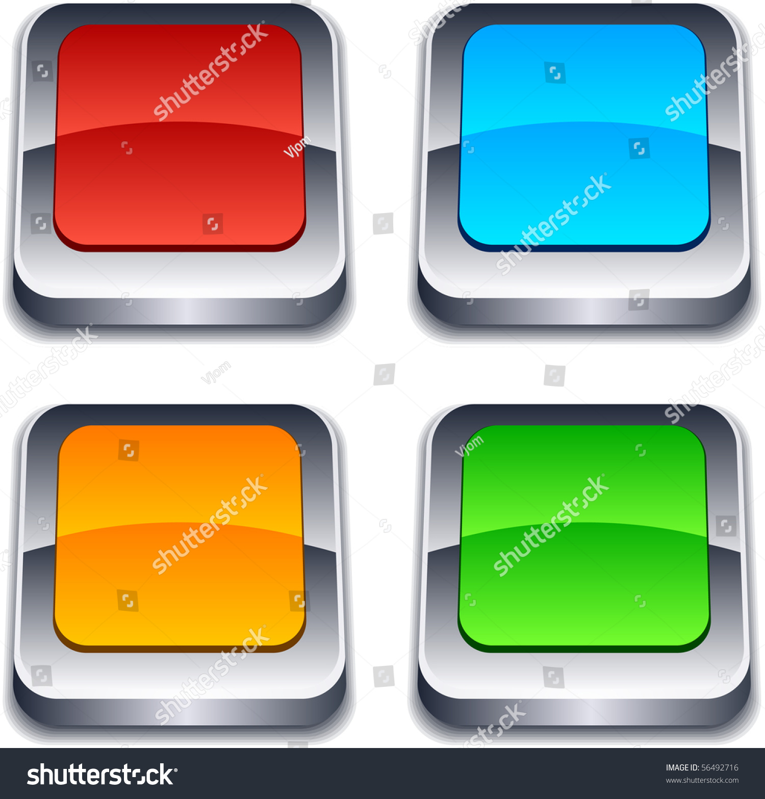 Blank 3d Square Buttons. Vector. - 56492716 : Shutterstock