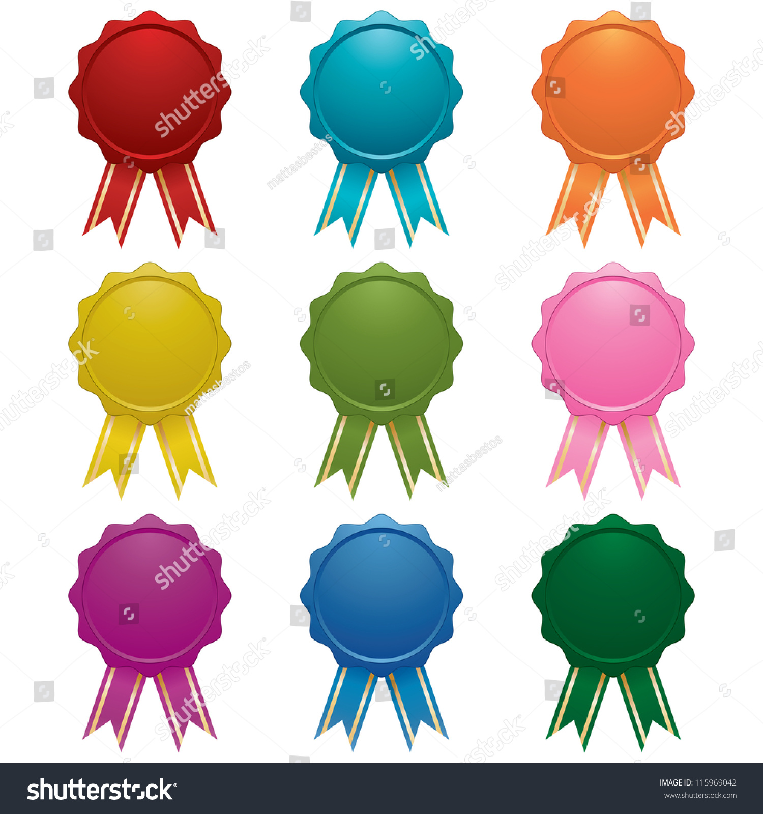 Blank Emblems Ribbons Isolated On White Stock Vector 115969042 ...