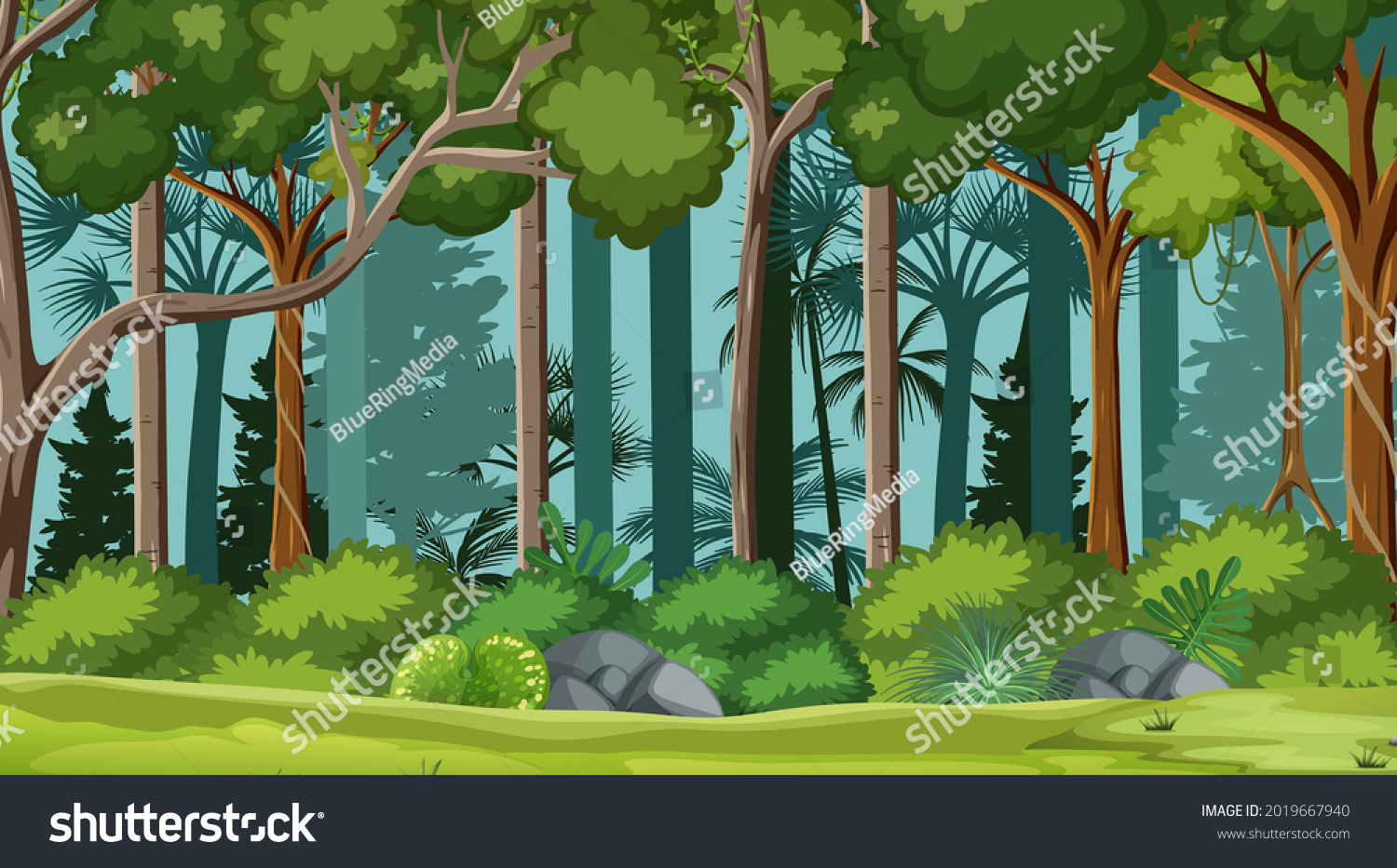 Blank Forest Landscape Scene Illustration Stock Vector (Royalty Free ...