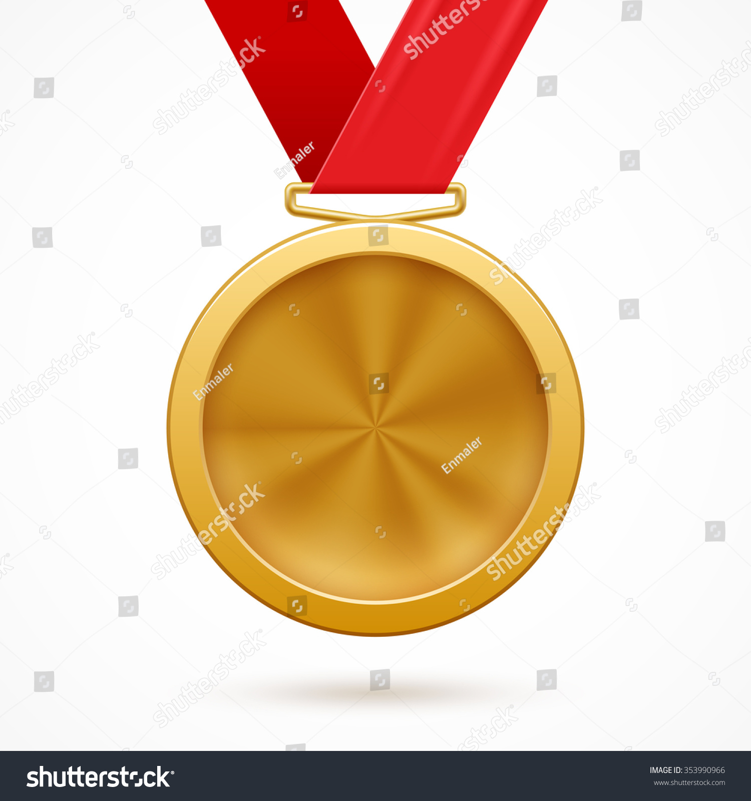 Blank Gold Medal Red Ribbon Stock Vector 353990966 - Shutterstock