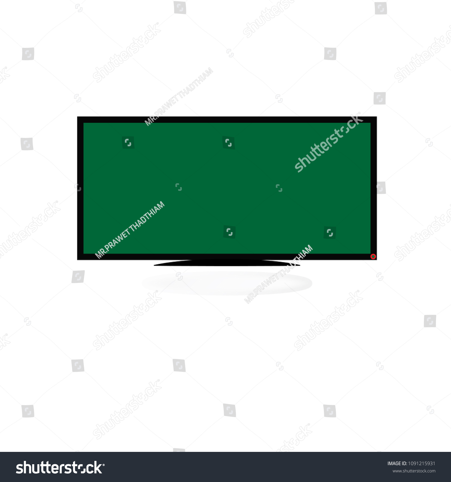 Vektor Stok Blank Green Screen Monitor Led Tv (Tanpa Royalti