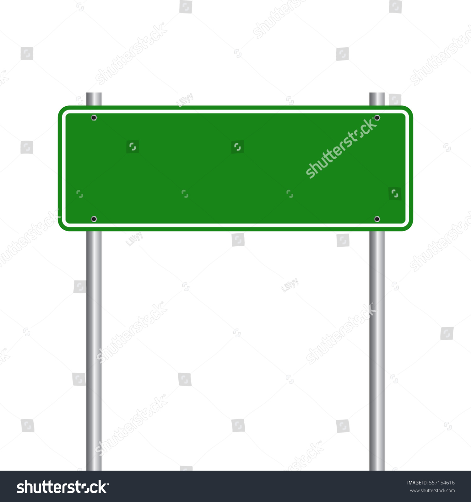 Blank Green Traffic Road Sign On Stock Vector 557154616 - Shutterstock