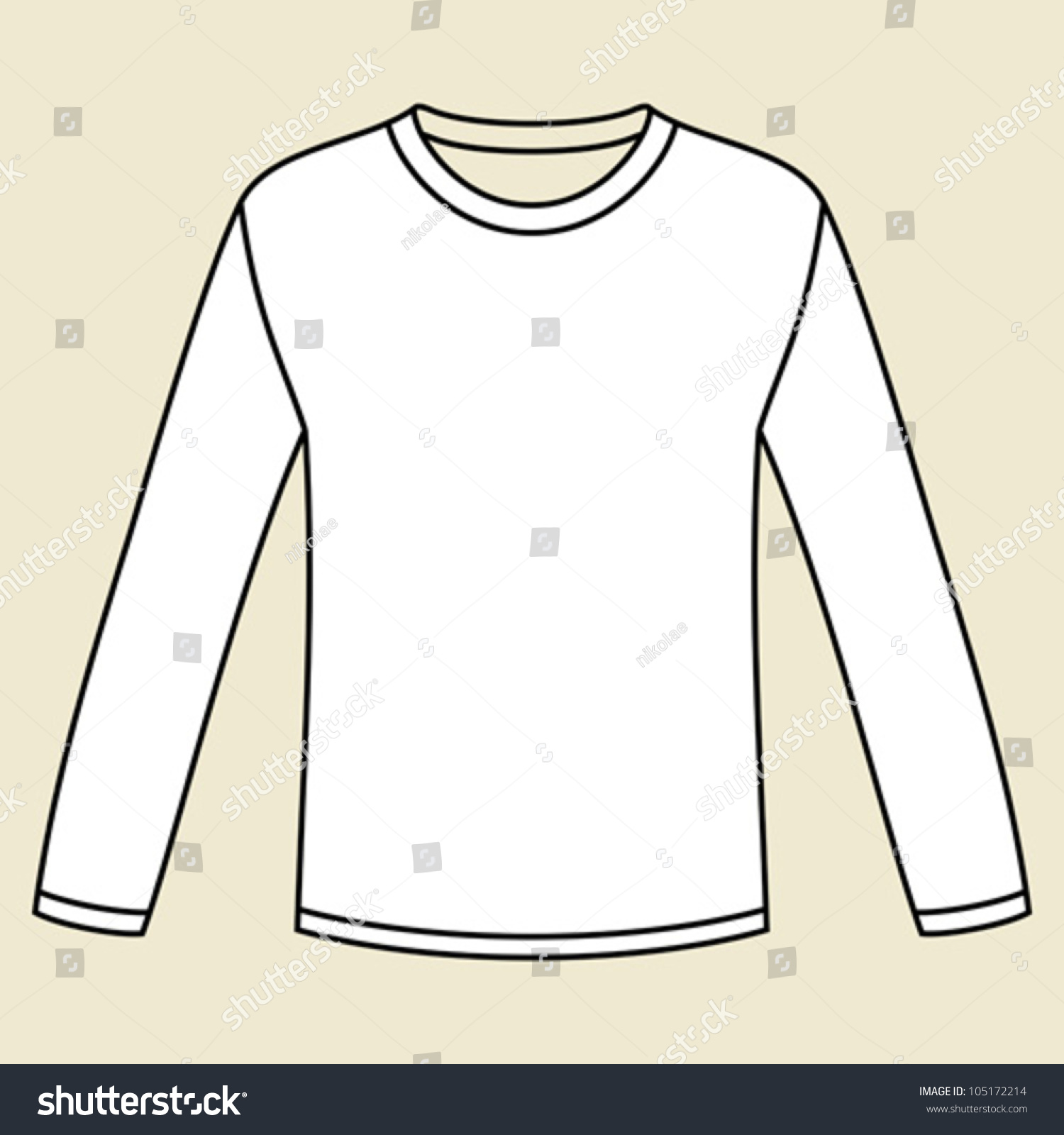 Blank Long-Sleeved T-Shirt Template Stock Vector Illustration 105172214 ...