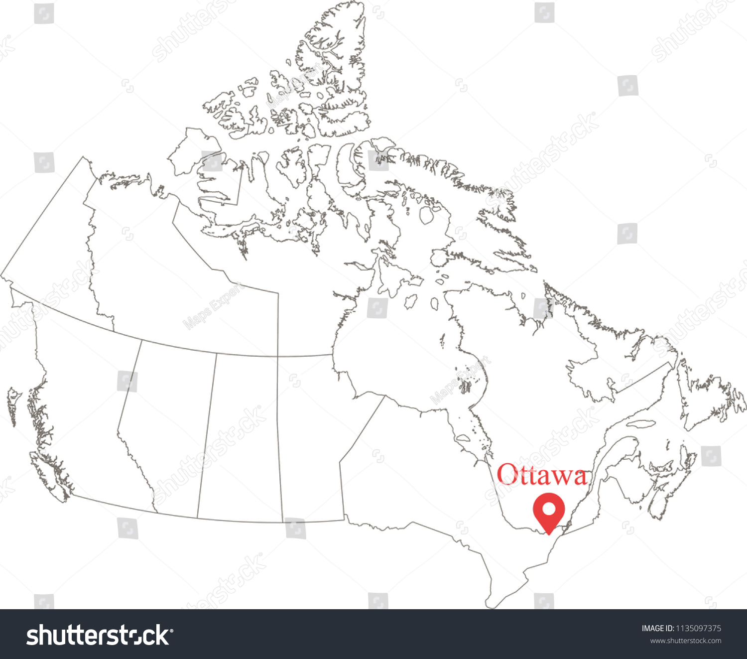 Blank Map Canada Provinces Territories Vector: Vector có sẵn (miễn phí