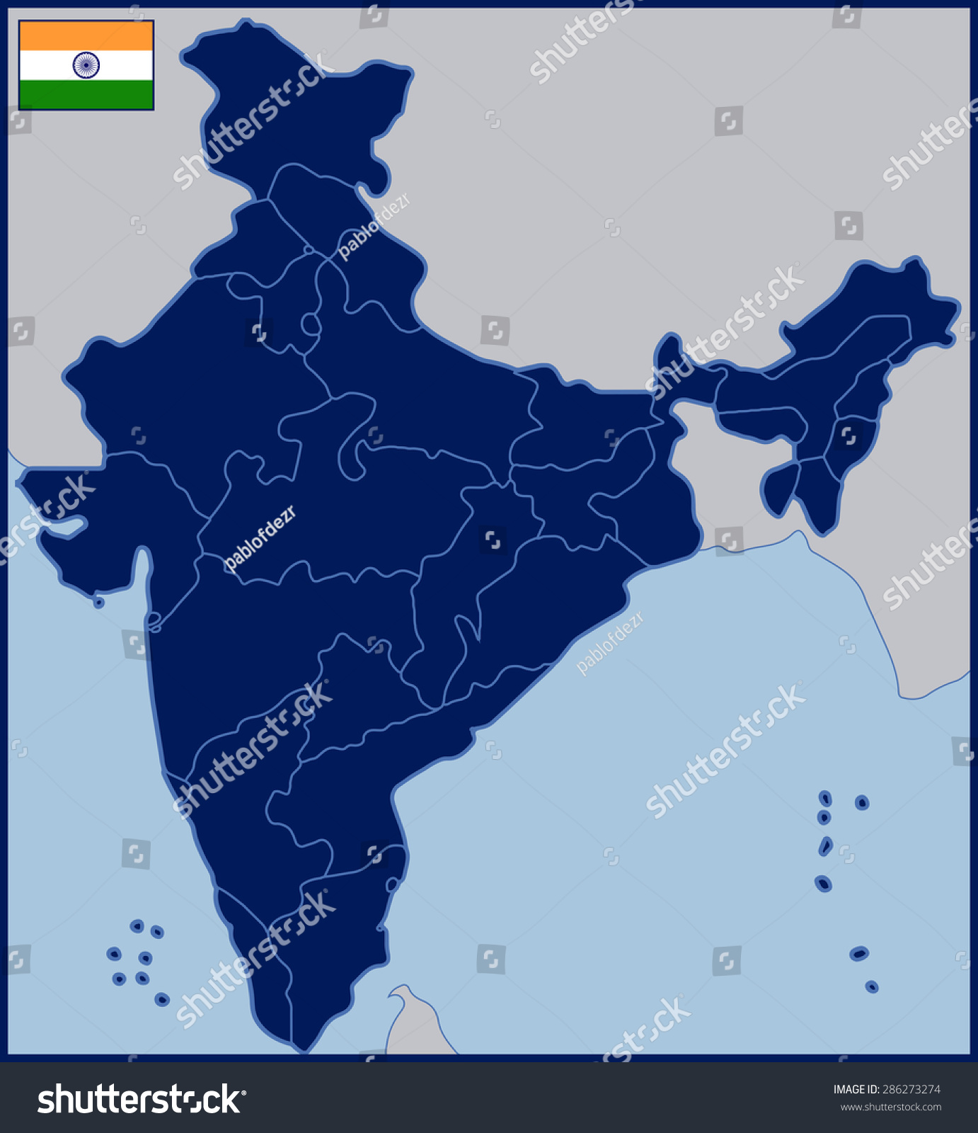 Blank Map Of India Stock Vector Illustration 286273274 : Shutterstock