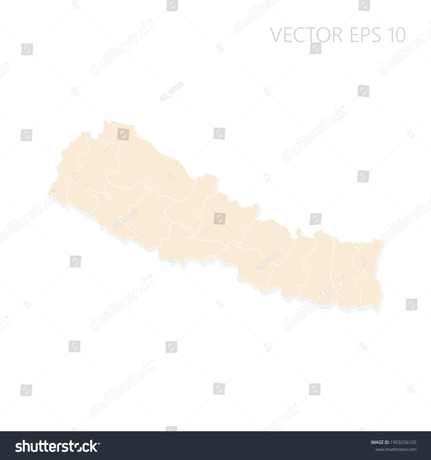 Blank Map Nepal High Detailed Set Stock Vector (Royalty Free) 1903256155