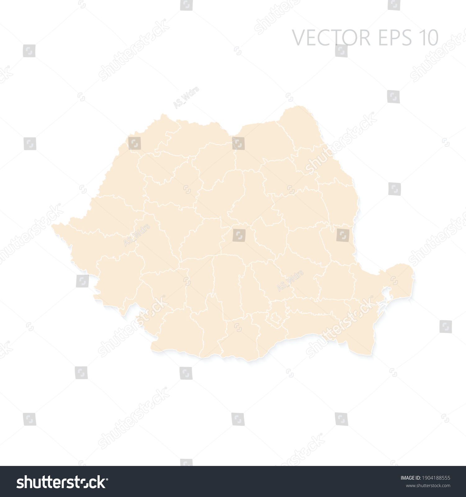 Blank Map Romania High Detailed Set Stock Vector (Royalty Free ...