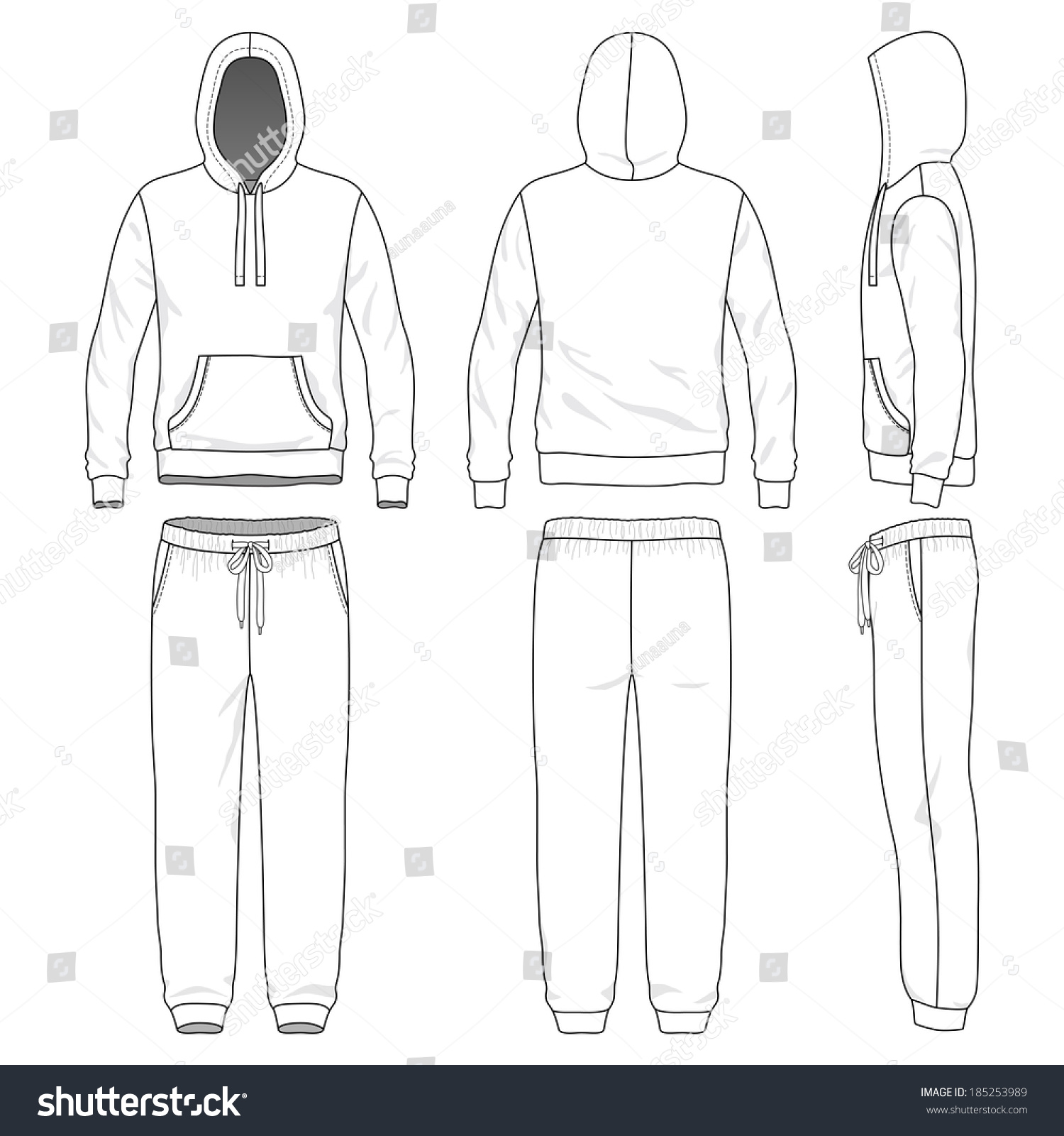Blank Mens Sweat Suit Front Back Stock Vector (Royalty Free) 185253989 ...